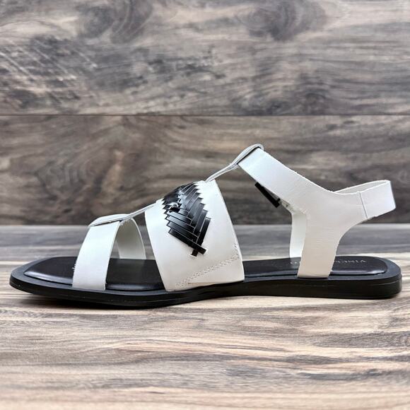 NEW Vince Camuto 9M Bachelen Leather Square Toe Gladiator Sandal Coconut Cream - Picture 8 of 12